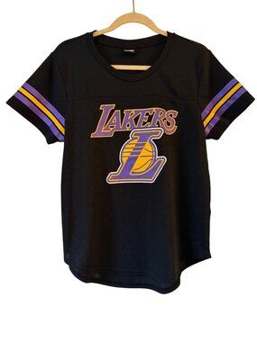 NBA Los Angeles Lakers Womens Mesh Jersey Black Tee Size L NWOT